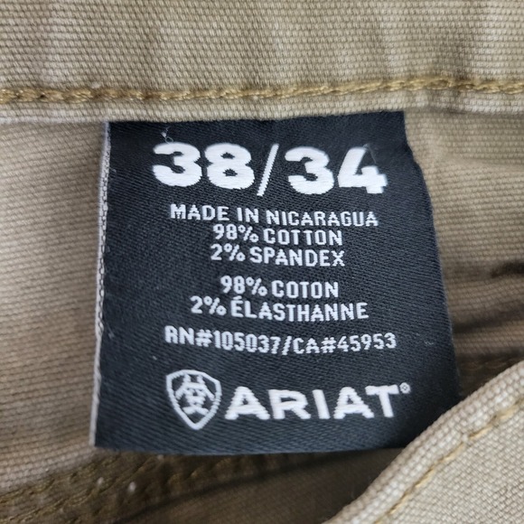 Ariat Rebar M4 Low Rise Straight Mens 38x34 Khaki Carpenter Cargo Work Pants - Picture 8 of 10